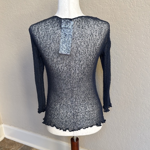 Island Tribe Knits Mesh Cardigan Midnight Navy Open Front One Size NWT - Picture 2 of 7